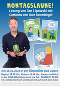 „Montagslaune!“ – Geschichten für anhaltend gute Laune – Heitere Lesung von Jan Lipowski zu Cartoons von Uwe Krumbiegel